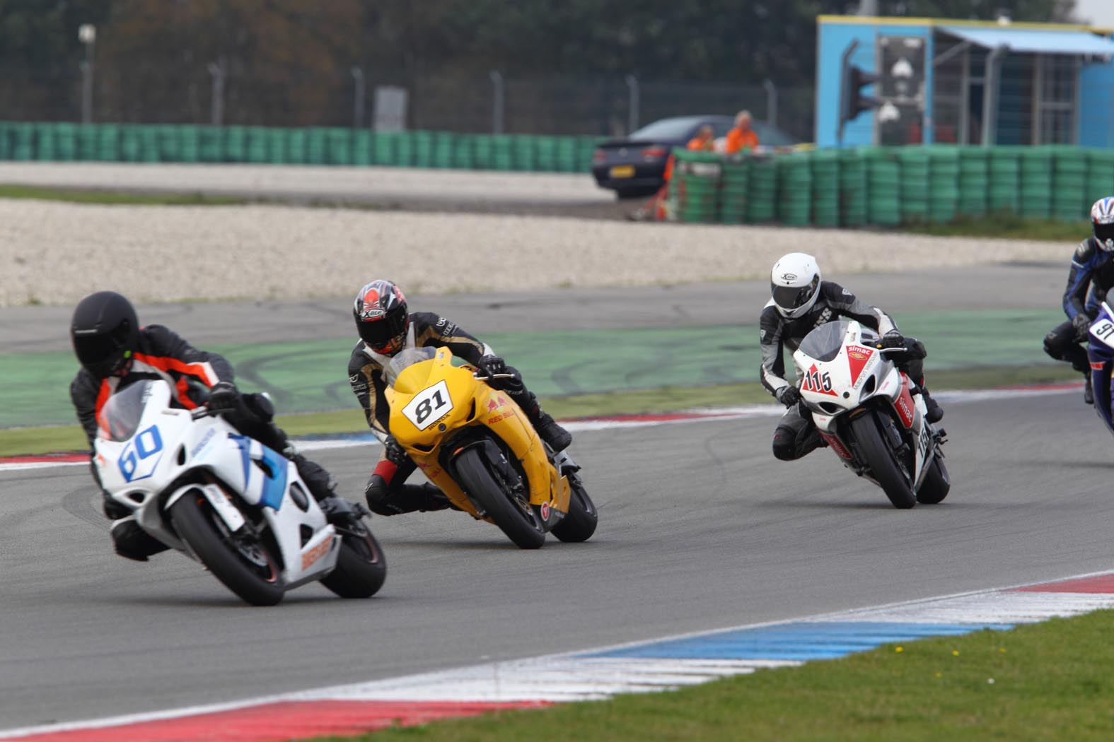 Jarno Dulos, Marcel van Pijkeren en Erik Tabois tijdens wedstrijddag van de ZAC op 3 oktober 2011 circuit Assen