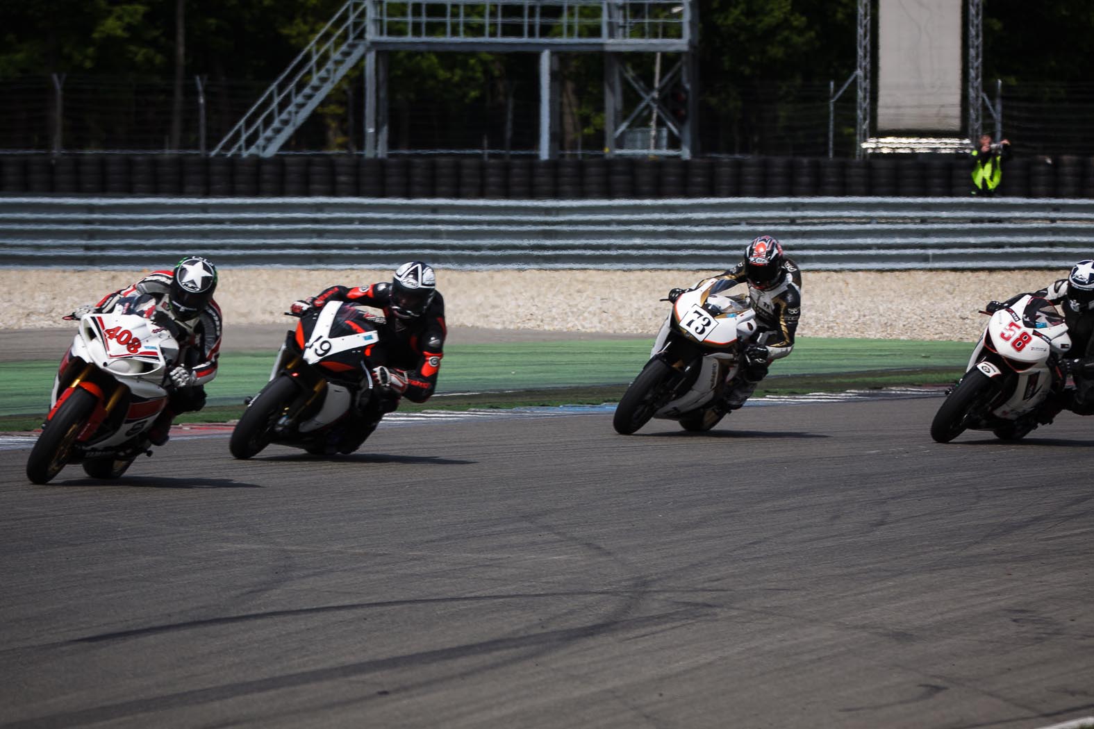 Johan Hagebeuk, Jarno Veldkamp, Marcel van Pijkeren en Dave Rogge tijdens wedstrijddag van de ZAC op 3 juni 2013 circuit Assen