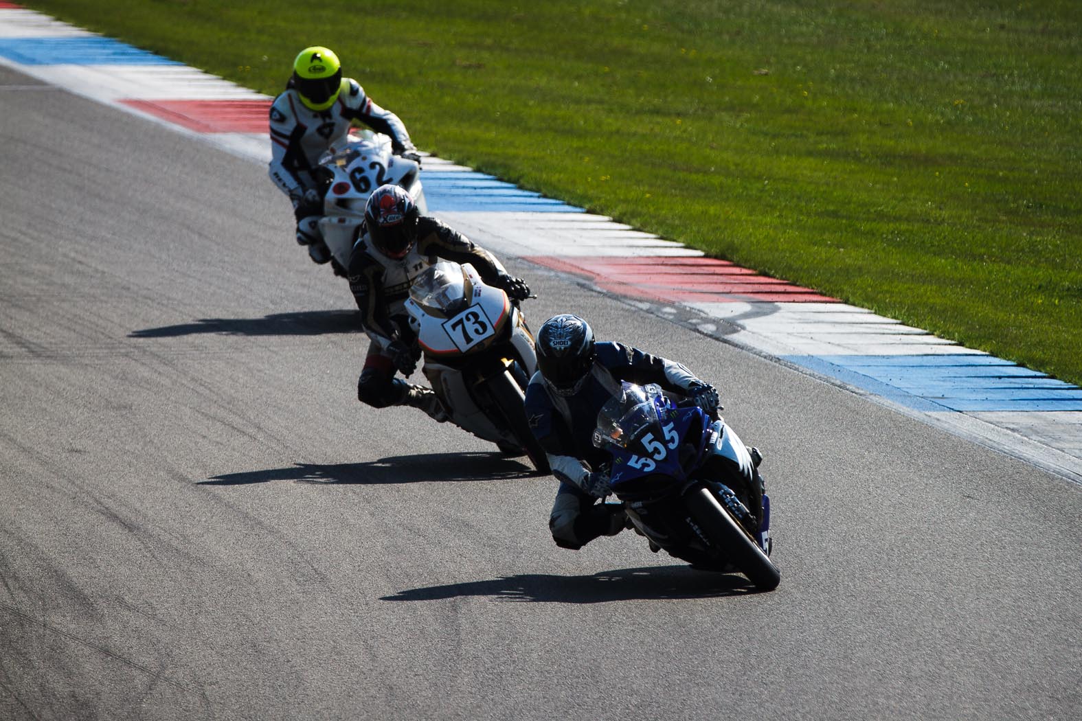 Frank Teunissen, Marcel van Pijkeren en Alex Janissen tijdens wedstrijddag van de ZAC op 26 augustus 2013 circuit Assen