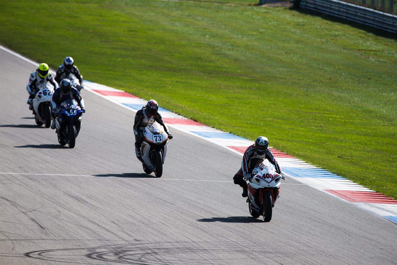 Johan Hagebeuk, Marcel van Pijkeren, Frank Teunissen en Alex Janissen tijdens wedstrijddag van de ZAC op 26 augustus 2013 circuit Assen