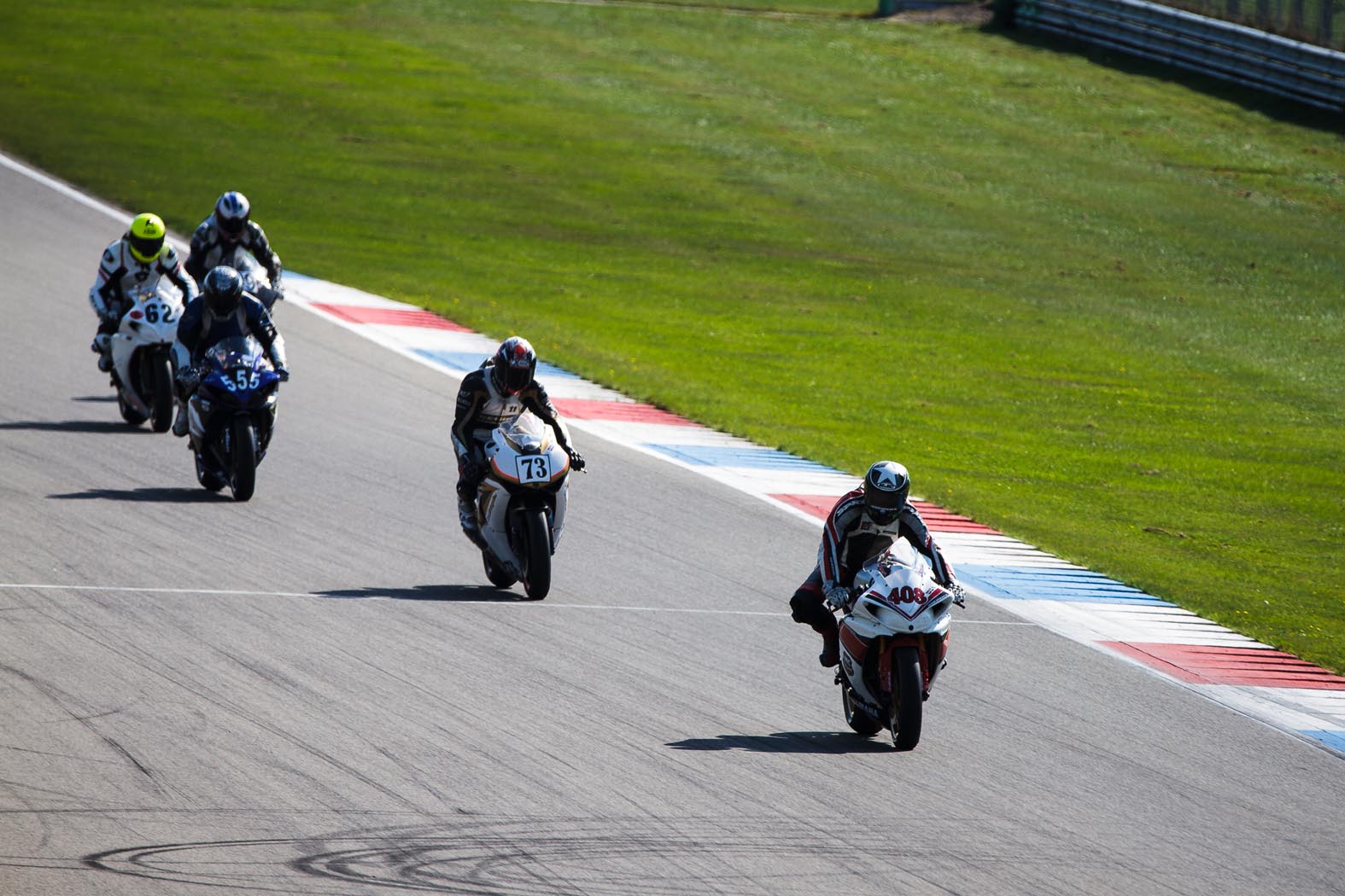 Johan Hagebeuk, Marcel van Pijkeren, Frank Teunissen en Alex Janissen tijdens wedstrijddag van de ZAC op 26 augustus 2013 circuit Assen